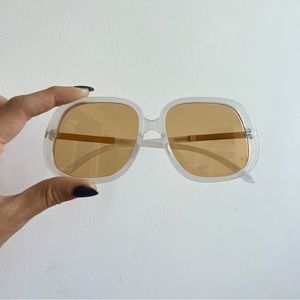 UO rounded square retro brown orange yellow tinted retro sunglasses